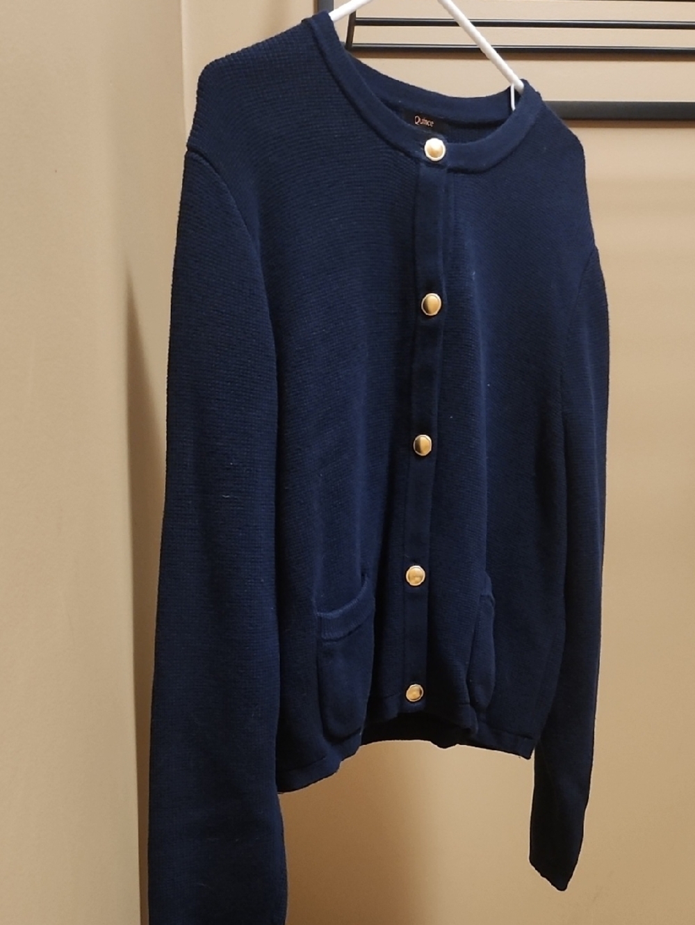 Quince 100% Organic Cotton Sweater Jacket in Navy, Size L - Picture 5 of 8
